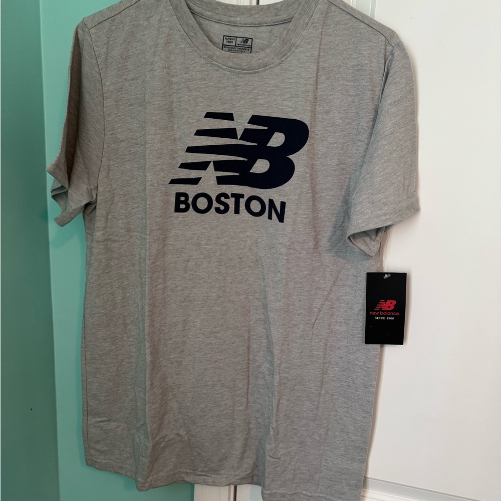 Boys New Balance Gray and Navy Boston Tee